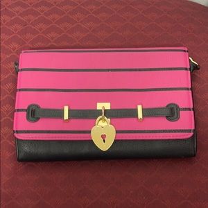 Betsy Johnson pink n black crossbody purse